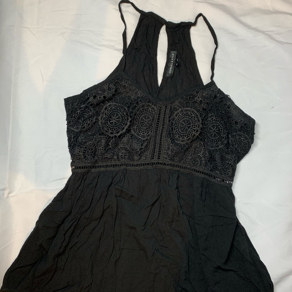 Kendall & Kylie Peplum Tank Top with Lace detail